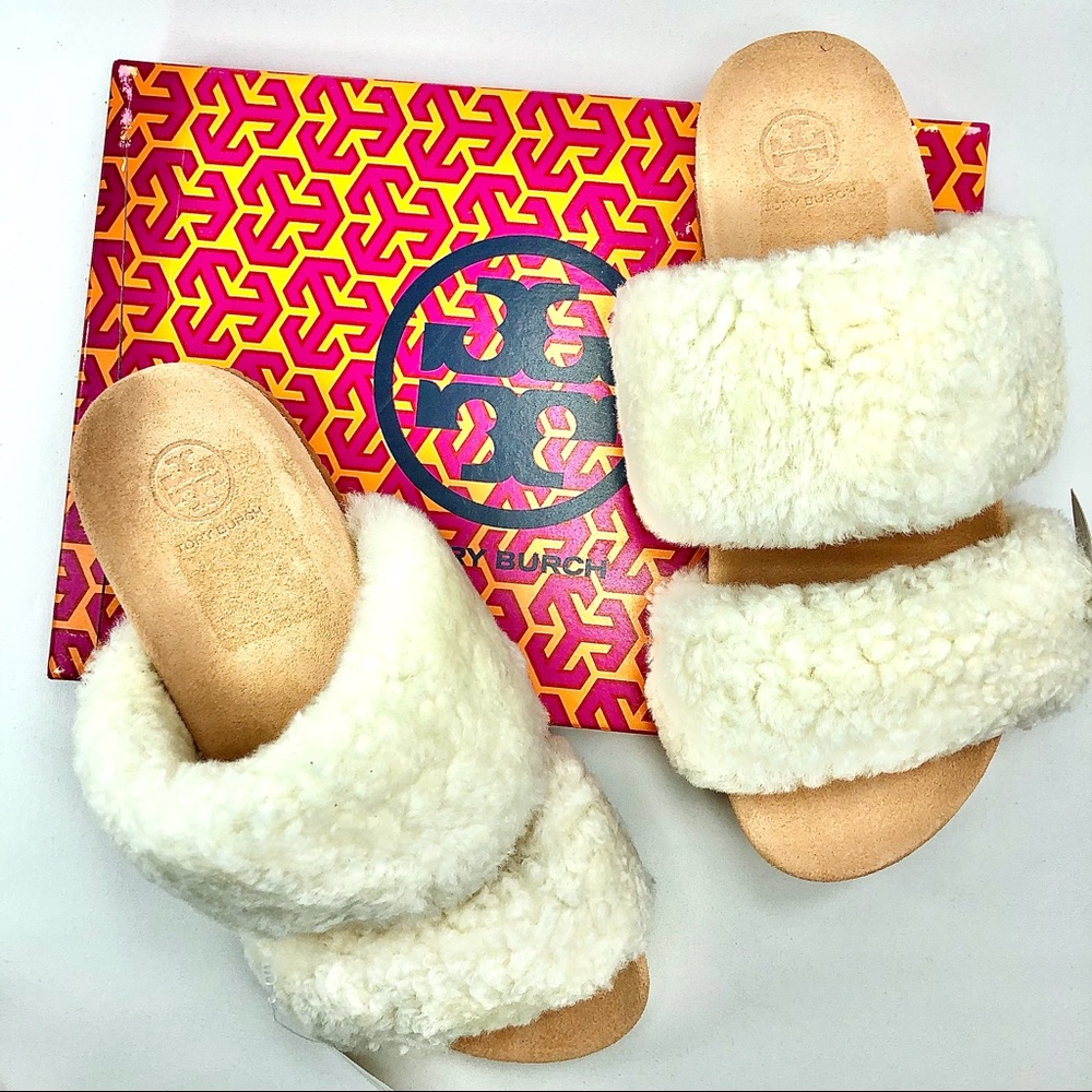 NWT Tory Burch Sheldon Shearling 2-Band Slide